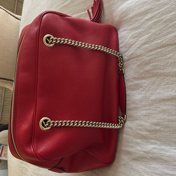 Gucci Red Leather Soho Bowler Chain Shoulder Bag - Picture 9 of 16